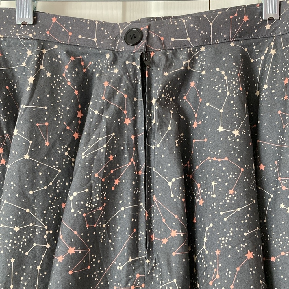 A-Line Skirt in Black with Pink Star Constellation Print - Picture 3 of 4